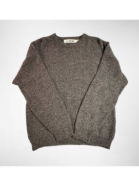 Le Tigre Mens Big Man 1X Sweater Gray Acrylic Knit Vintage VGUC Warm Cozy Class